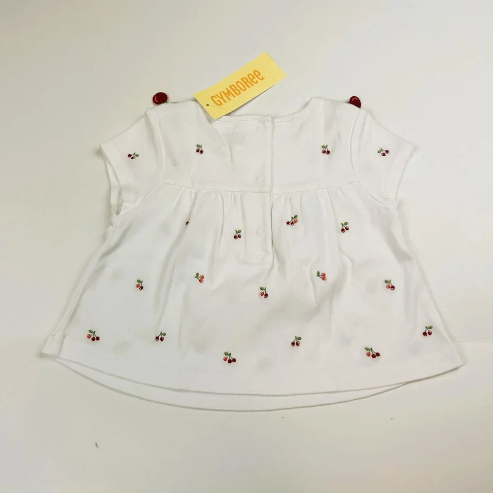 NWT Gymboree Girl Seersucker Stripe Cheery Capri & Cherry Top Size 6-12Months